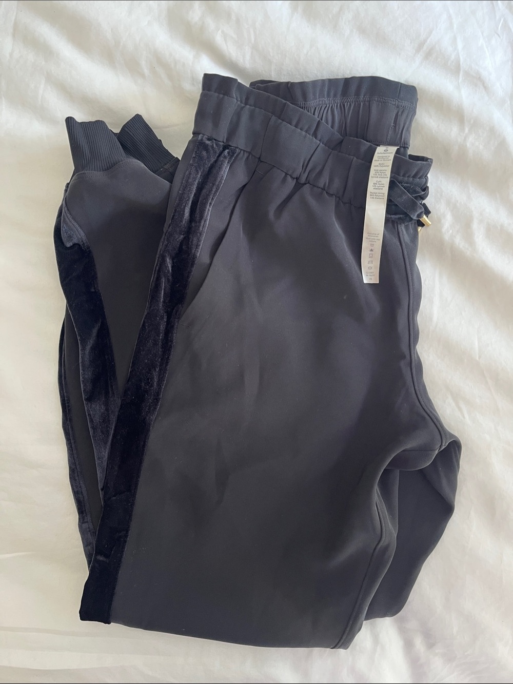 lululemon athletica Black Track Joggers with Velour Side Trim